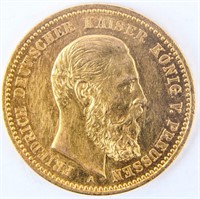 Coin 1888 Prussia 10 Mark Gold Coin BU