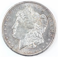 Coin 1890-CC Morgan Silver Dollar in Almost Unc