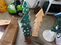 3 Handcrafted wood christmas trees - approx 30"h