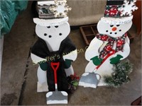 2 Handcrafted wood snowman - 30"