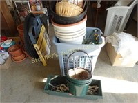 Plastic flower pots, laundry basket, hanging