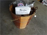 Rival wood ice cream bucket w/ contents