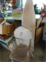 Vintage wood ironing board 64"L, wood high chair,