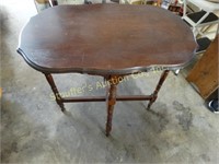 Wood oval side table 28"h x 27 1/2" & 18"