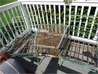 Vintage green metal patio setee (1 piece) 67"L