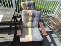 2 Redwood patio chairs w/ cushions