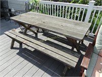 Wood picnic table w/ 2 benches 68" x 27 1/2"