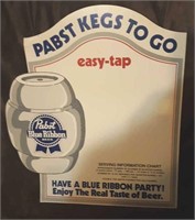 Pabst Blue Ribbon Beer Keg to Go Cardboard Sign