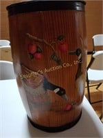 Wooden barrel with duck painting