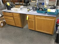 Pair of Oak Base Cabinets & Laminate Counter Top