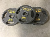 (3) Golds Gym 25lb. Weights