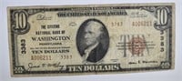 1929 $10.00 NATIONAL NOTE, WASHINGTON PA CIRC