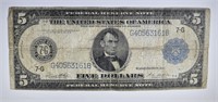 1914 $5.00 FRB NOTE, CIRC