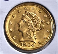 1904 $2 1/2 GOLD LIBERTY HEAD  GEM BU