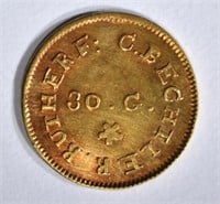C.BECHTLER GOLD $1 DOLLAR 30 GR.  CH BU