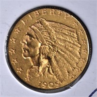 1909 $2 1/2 GOLD INDIAN HEAD  CH BU