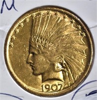 1907 $10 GOLD INDIAN HEAD  BU