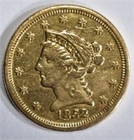 1852-O $2 1/2 GOLD LIBERTY HEAD  AU