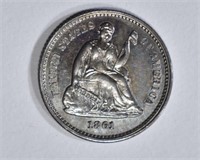 1861 SEATED LIBERTY HALF DIME  GEM PROOF