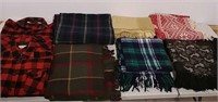 6 Wool blankets & 2 flannel/wool shirts