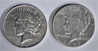 1924-S XF & 27-D AU PEACE DOLLARS