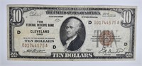 1929 $10.00 FRB NOTE, CLEVELAND, VF