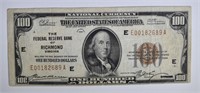 1929 $100.00 FRB NOTE, RICHMOND, VF