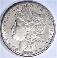 1884-S MORGAN DOLLAR, AU/BU