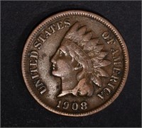 1908-S INDIAN HEAD CENT, FINE KEY COIN