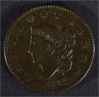 1832 LARGE CENT, XF