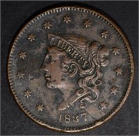 1837 LARGE CENT XF MINOR ROUGHNESS