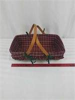 Longaberger basket with plaid fabric and bows