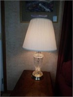 Pair of glass and Brass table lamps