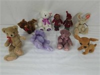 9 miscellaneous stuffed animals