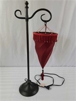 Decorative metal, fabric table lamp