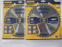 Lot of (2) 10" Irwin 40 tooth blades
