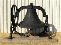 CIRCA 1880 CAST IRON BELL WITH STAND