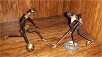 Pair of metal curling figurines 3 in tall