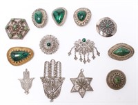 Judaica Silver & Eilat Stone Brooch / Pendants, 13