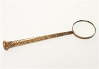 Victorian Magnifying Glass Long Gilt Brass Handle