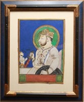 East Indian Miniature Maharajah Portrait Gouache