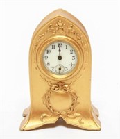 Gilt Brass Cathedral Mantel Clock, Vintage