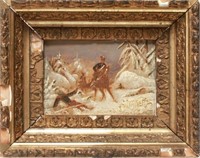 Cavalry on Horses Winter Landscape Oil on Board