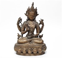 Indian Gilt Bodhisattva Avalokitesvara Sculpture