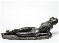 Lily Rona Patinated Cast Sculpture Reclining Nude