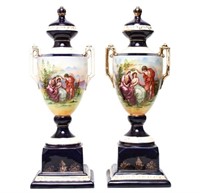 Czechoslovakian Sevres Manner Porcelain Urns, 2