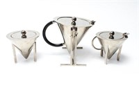Italian Modernist Manner Chromed Metal Tea Set