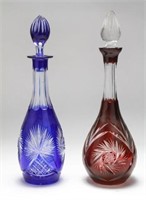 Bohemian Czech Cut Glass Decanters, Group of 2