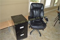ROLLING OFFICE CHAIR & TWO DRAWER FILING CABINET