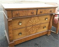 c1870's Burled Walnut 4 Drawer dresser